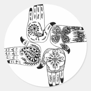 Sticker Rond Henna Mehndi Mains Mariage indien