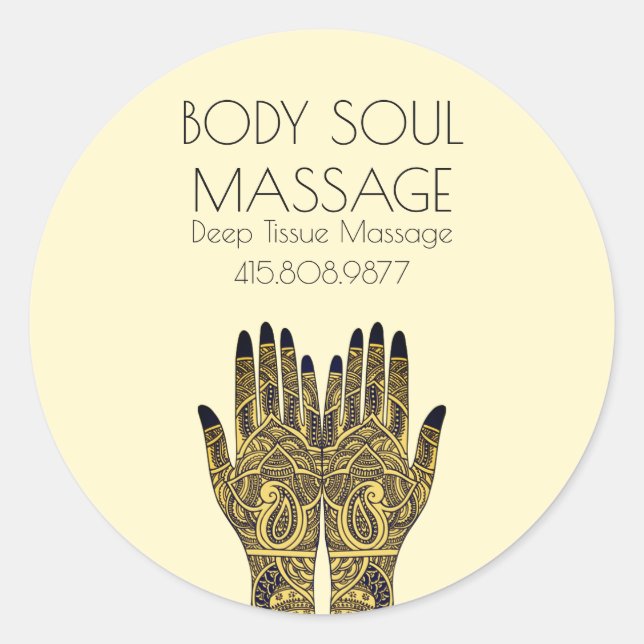 Sticker Rond Henna Mehndi Massage de tatouage mains (Devant)