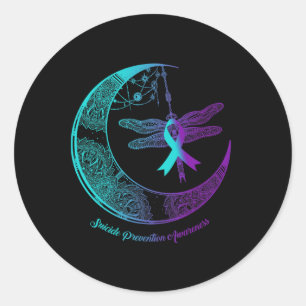 Sticker Rond Henné Lune Dragonfly Prévention Suicide Sensibilis