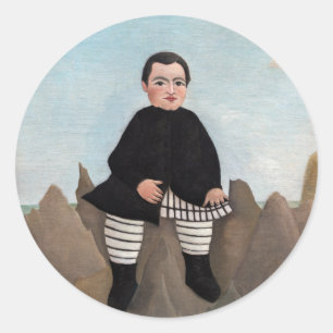 Sticker Rond Henri Rousseau - Garçon sur les rochers