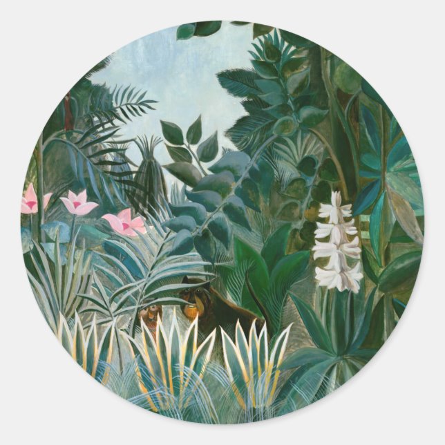 Sticker Rond Henri Rousseau - La jungle équatoriale (Devant)