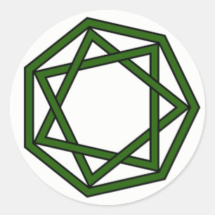 Sticker Rond Heptagram vert-foncé dans le heptagone