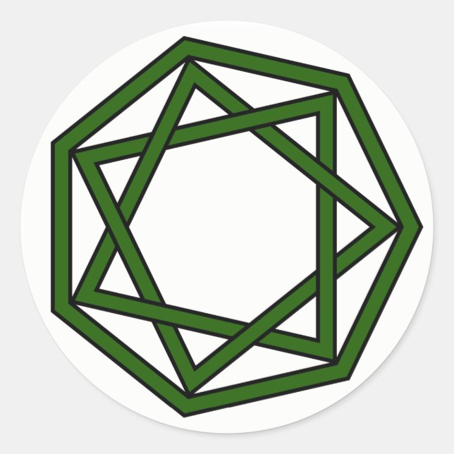 Sticker Rond Heptagram vert foncé en Heptagon (Devant)