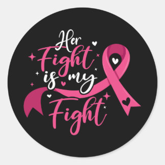 Sticker Rond Her Fight Is My Fight Breast Cancer Awareness 