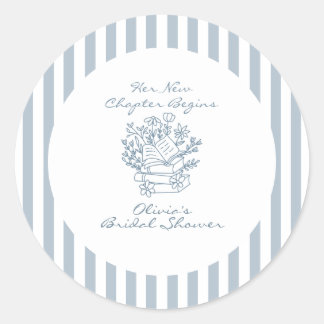 Sticker Rond Her New Chapter Begins Book themed Bridal Shower