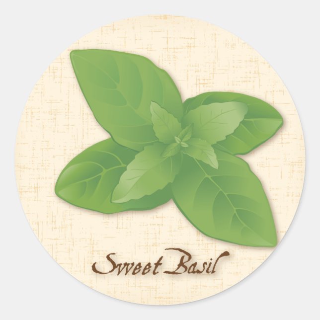 Sticker Rond Herbe Basil douce (Devant)