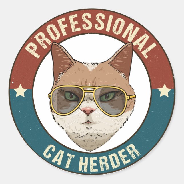 Sticker Rond Herder de chat professionnel (Devant)