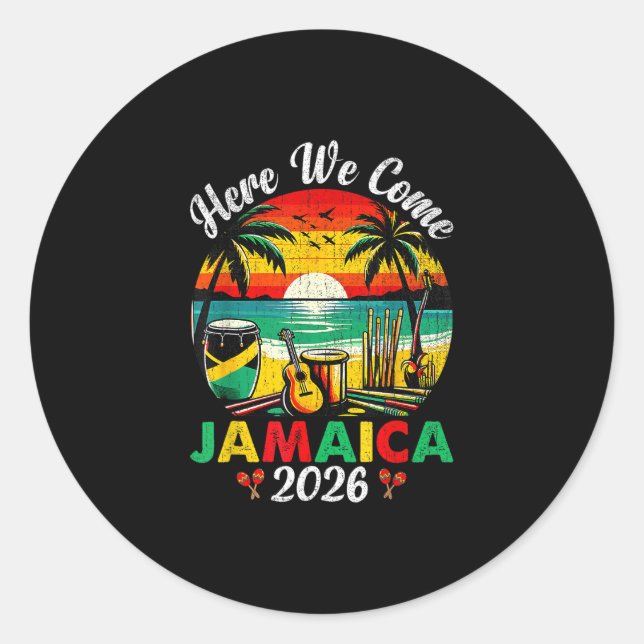 Sticker Rond Here We Come Jamaica 2026 Girls Trip Family Summer (Devant)