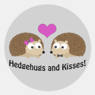 Sticker Rond Hérisson et baisers Hérisson