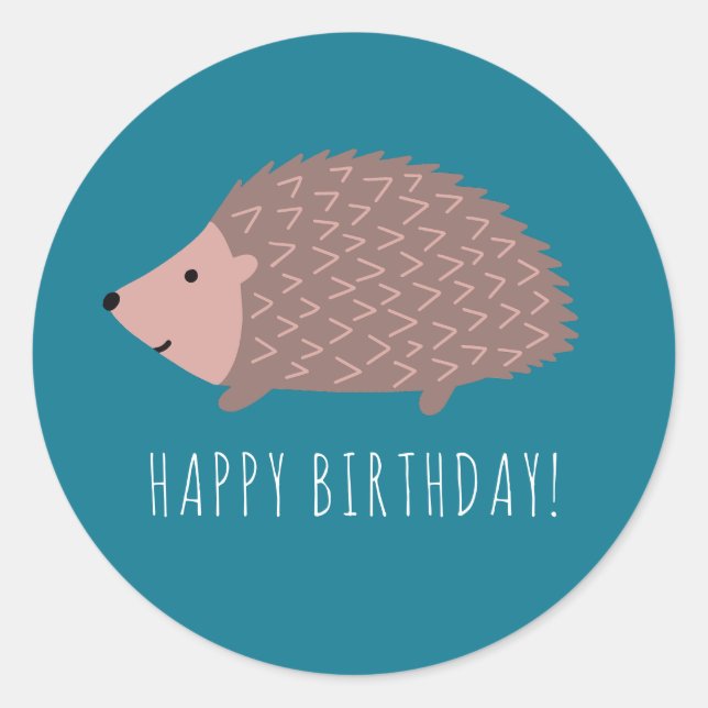 Sticker Rond Hérisson forêt Joyeux Anniversaire (Devant)