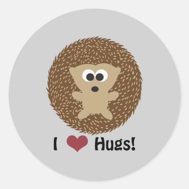 Sticker Rond Hérisson I Heart Hugs (Devant)