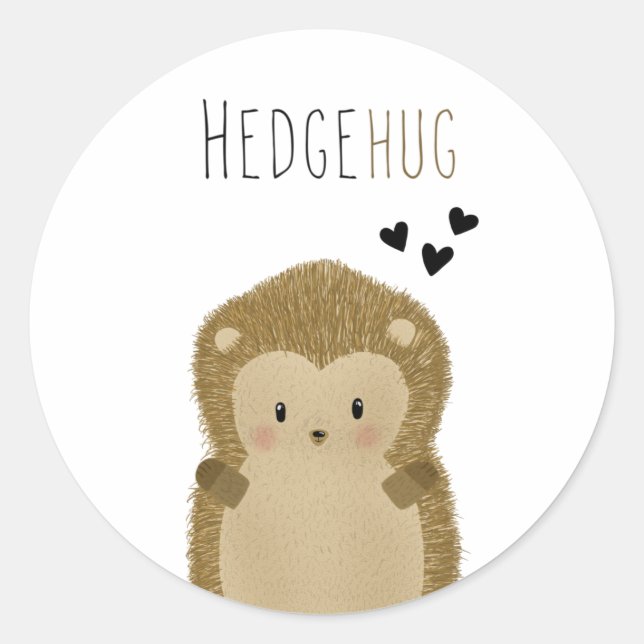 Sticker Rond Hérisson mignon donnant accolade (Devant)