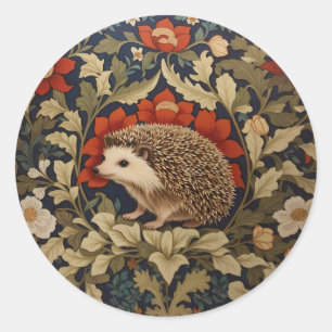 Sticker Rond Hérisson Woodland William Morris Inspiré