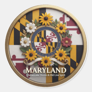 Sticker Rond Héritage de l'État de la vieille ligne du Maryland