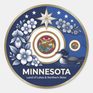 Sticker Rond Héritage de l'État de Minnesota North Star ⭐