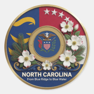 Sticker Rond Héritage de l'État de Tar Heel de Caroline du Nord