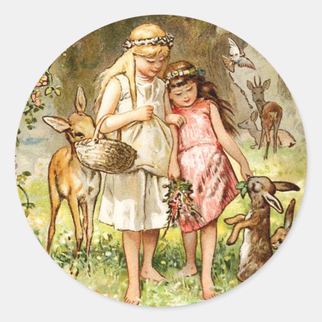 Sticker Rond Hermann Vogel - Blanche neige et rouge Rose (Devant)