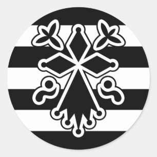 Sticker Rond Hermine bretonne en gwenn ha du (blanc et noir)