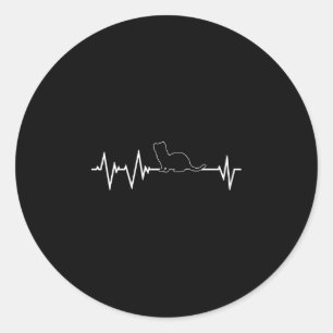 Sticker Rond Hermine rythme cardiaque design belette et furet