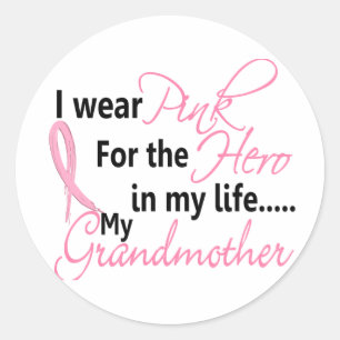 Sticker Rond HÉROS de cancer du sein DANS MA VIE, MA GRAND-MÈ