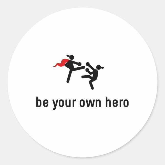 Sticker Rond Héros de Kickboxing (Devant)