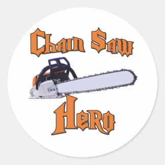 Sticker Rond Héros de scie à chaîne