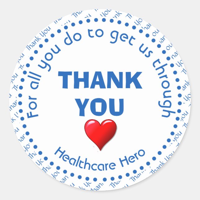 Sticker Rond Héros de soins de santé Merci personnalisable (Devant)