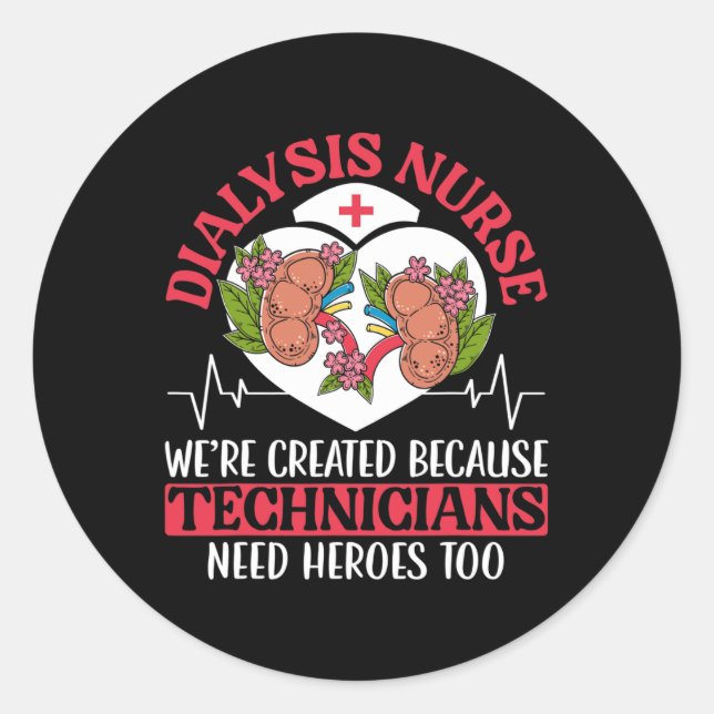Sticker Rond Héros du technicien en dialyse (Devant)