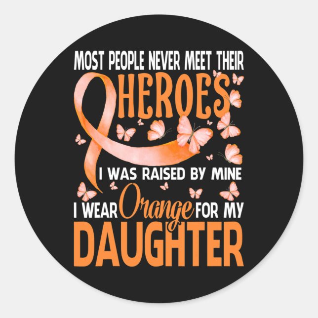 Sticker Rond Héros Je Porte Orange Pour Ma Fille À Plusieurs So (Devant)