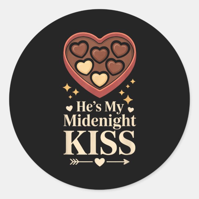 Sticker Rond He's My Midnight Kiss Happy New Year Matching Coup (Devant)