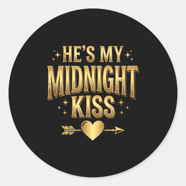 Sticker Rond He's My Midnight Kiss Happy New Year Matching Coup (Devant)