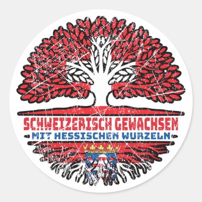 Sticker Rond Hessen Hessisch Schweizer Schweiz Baum Wurzel (Devant)