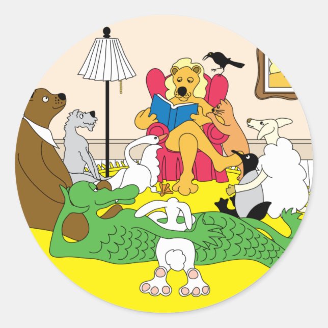 Sticker Rond Heure de l'histoire de l'animal (Devant)