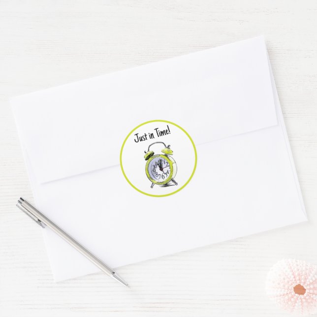 Sticker Rond Heure de réactivation de l'horloge d'alarme jaune  (Enveloppe)