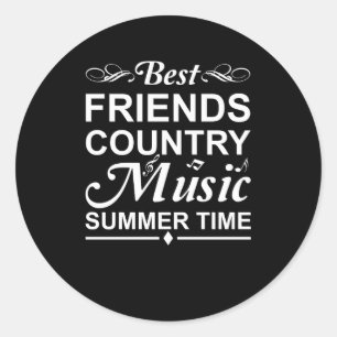 Sticker Rond Heure d'été de musique country de meilleurs amis