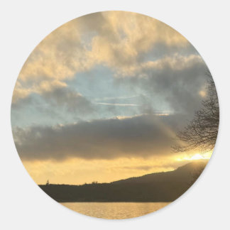 Sticker Rond Heure dorée sur le lac