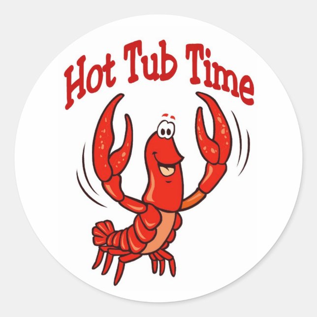 Sticker Rond Heure du bain à remous pour homard ou langouste (Devant)