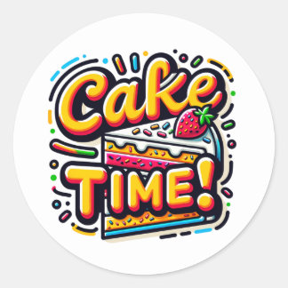 Sticker Rond Heure du gâteau d'anniversaire