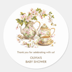 Sticker Rond Heure du thé / Un bébé brasse le Baby shower
