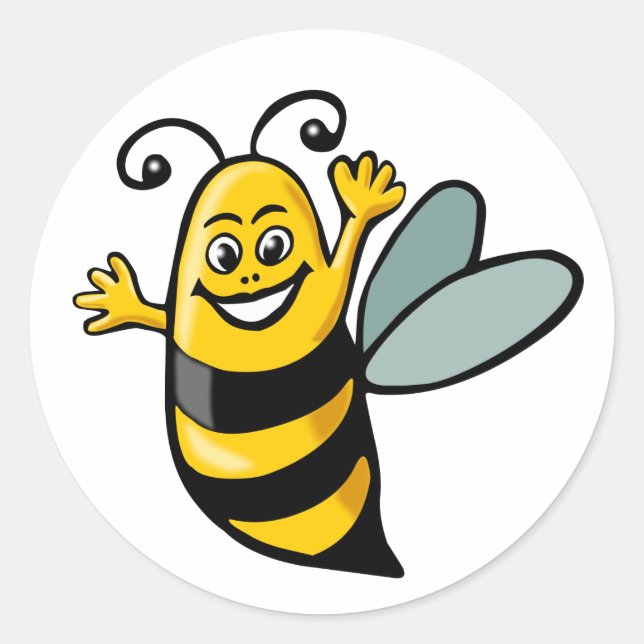 Sticker Rond Heureuse abeille (Devant)