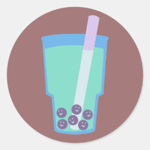 Sticker Rond Heureuse bulles de thé Boba