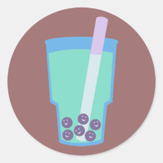Sticker Rond Heureuse bulles de thé Boba