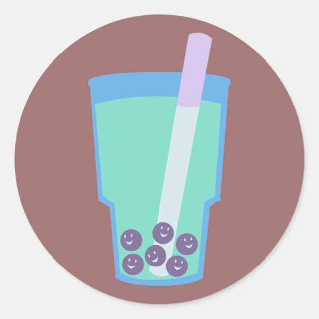 Sticker Rond Heureuse bulles de thé Boba (Devant)