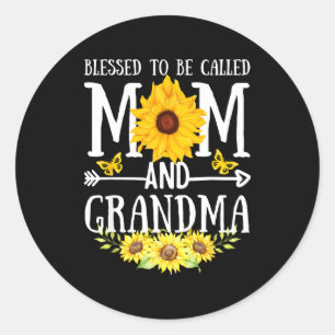 Sticker Rond Heureuse d'être appelée maman et grand-mère floral