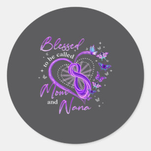 Sticker Rond Heureuse d'être appelée maman et Nana papillon gra