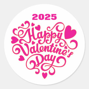 Sticker Rond Heureuse Sainte-Valentin