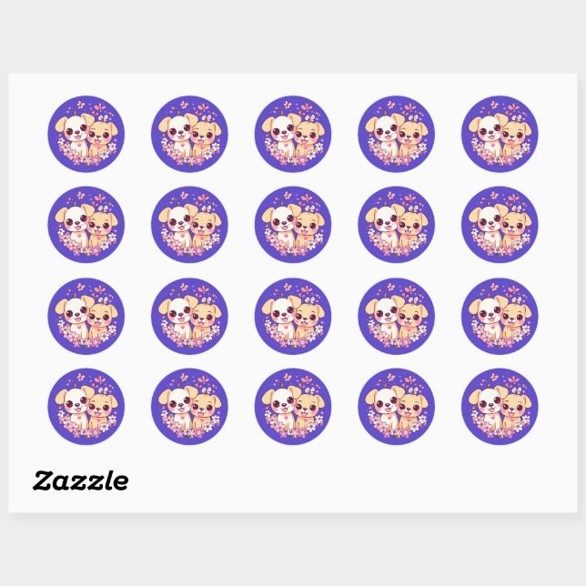 STICKER ROND HEUREUSE SAINTE-VALENTIN ! (Feuille)