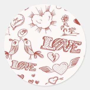 Sticker Rond Heureuse Sainte-Valentin