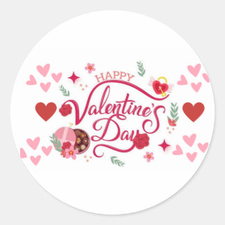 Sticker Rond Heureuse Sainte-Valentin