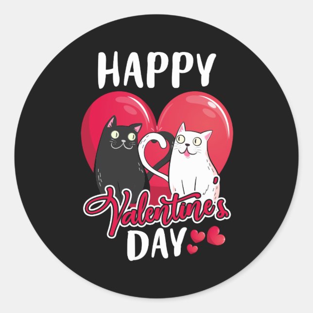 Sticker Rond Heureuse Sainte-Valentin Amateurs de chats Cadeau (Devant)